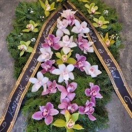 Florisis Huedin Coroana funerara speciala cu cupe de orhidee