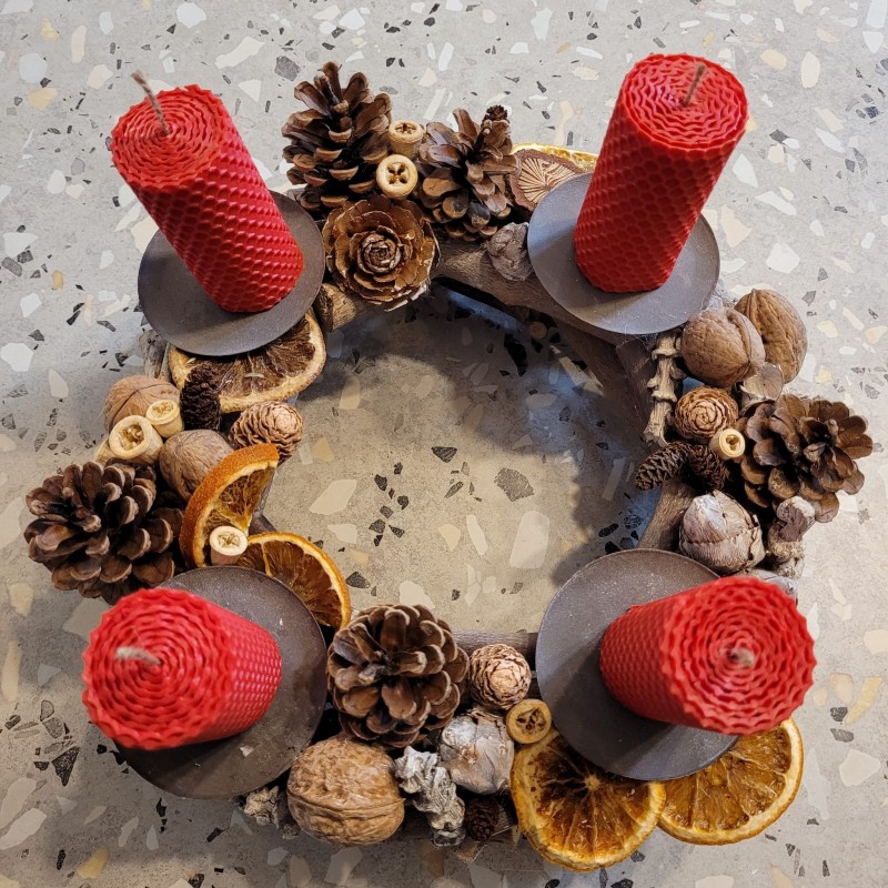 Florarie Online Huedin Florisis Aranjament Advent 4 lumanari rosii