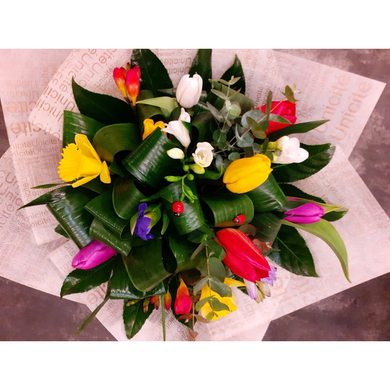 Comanda Florarie Huedin Florisis Buchet primavara 8 Martie M mix de flori 15 fire